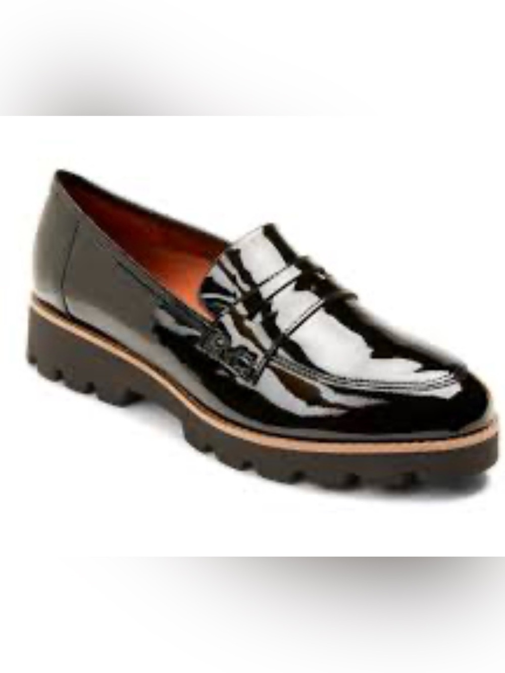 NWOB Vionic Cheryl Black Patent Leather Lug Sole Loafers Size 9 - Picture 2 of 12